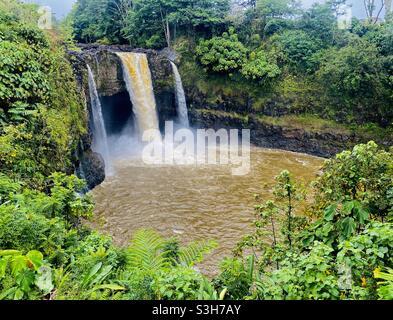 Nach Regen fällt der silty Rainbow in Hilo, Hawaii Stockfoto