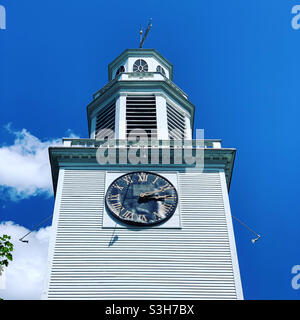 Juni 2021, Kirchturm, Unitarische Kirche, Walpole, Chashire County, New Hampshire, Usa, Nordamerika Stockfoto