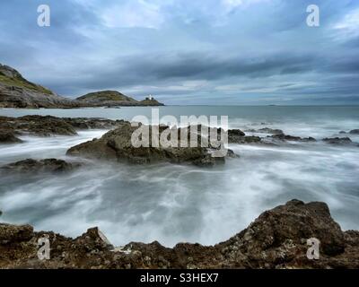 Bracelet Bay, Mumbles, Swansea, Südwales, August. Stockfoto