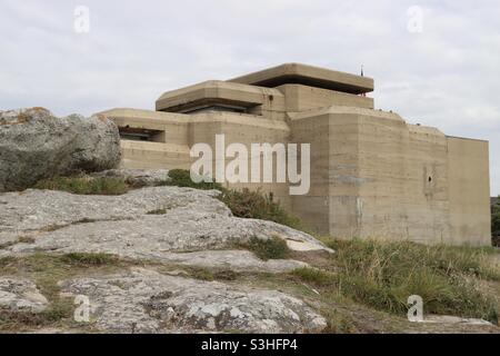 Das Grand Blockhaus, ein Bunker in Batz sur Mer, französisches Departement Loire Atlantique, ist heute ein Museum des zweiten Weltkrieges Stockfoto