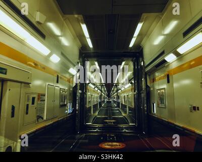Im Le Shuttle zum Eurotunnel Stockfoto