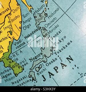 Vintage Globe Nahaufnahme Japan Stockfoto
