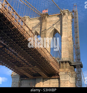 Detail, Brooklyn Bridge, New York, New York, Usa Stockfoto