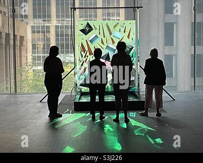 Besucher, die eine Sonderausstellung im Museum of Modern Art, 2021, New York City, USA, machen Stockfoto