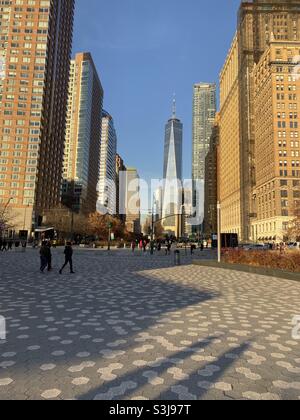 Freedom Tower, One World Trade Center New York an einem sonnigen Tag. Foto aufgenommen im Dezember 2019. Stockfoto