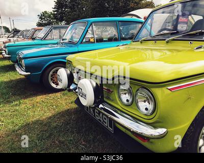 Sunbeam Imp Classic Rally Cars am Castle Combe Circuit Rally Day Stockfoto