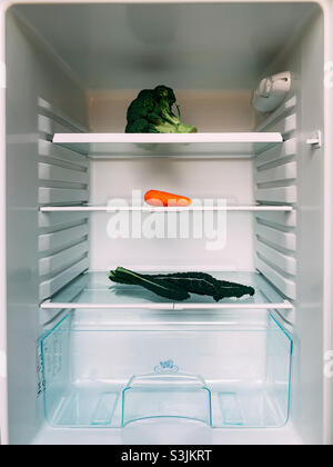 Einzelne Gemüsestücke im Kühlschrank Stockfoto