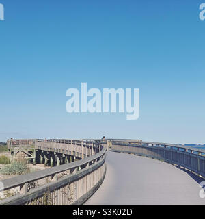 Boardwalk, Silver Sands State Park, Milford, New Haven County, Connecticut, Usa Stockfoto