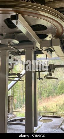 Mechanism of the Heights of Abraham Seilbahnfahrt in Matlock Bath, Derbyshire, England Stockfoto