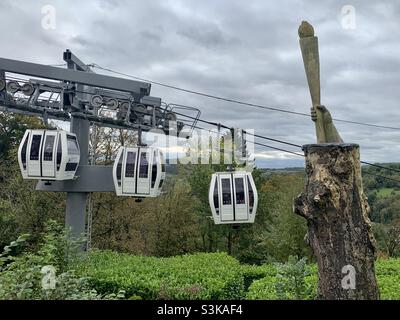 Die Seilbahnen von Heights of Abraham. Matlock Bath, Derbyshire, England Stockfoto