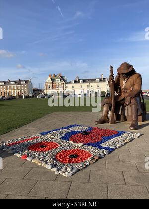 Statue mit dem Titel „Tommy“ in Seaham Harbour, County Durham, Großbritannien. Stockfoto