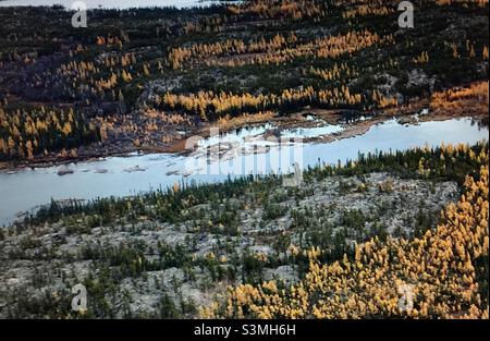 Kanadische Arktis-Tundra, Flugfotografie, Fotografie, Tundra, Nunavut, Kanada, Herbst, Oldies, September, Tamaraden, Wildnis Stockfoto