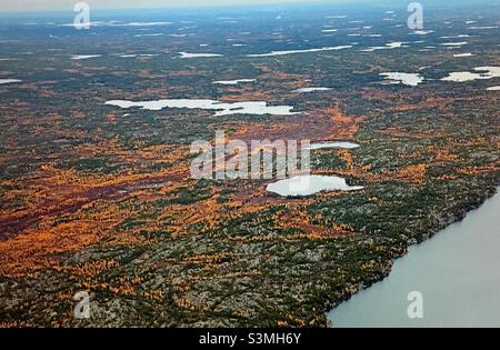 Nunavut, Kanada, aus der Luft, Kanadische arktische Tundra, Luftaufnahmen, Fotografie, Tundra, Nunavut, Kanada, Herbst, Oldies, September, Tamaraden, Wildnis, Wald, Seen, Sträucher Stockfoto