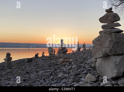 Steinkunst bei Bodensee, Deutschland Stockfoto