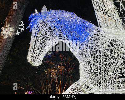 Salerno Weihnachtsbeleuchtung, Einhorn, Villa Comunale Stockfoto