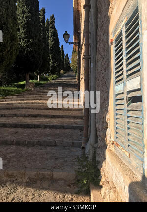 Pollenca Stadt, Calvari Treppen, Mallorca Stockfoto