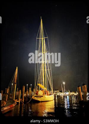 Segelboote und Sternenhimmel, Annapolis, Maryland Stockfoto
