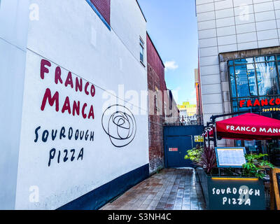 Franco Manca Sauerteig Pizza Restaurant in Leeds Stockfoto