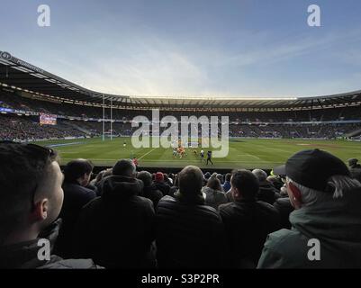 Blick auf die Action von den Tribünen während des Rugby-Union-Testmatches zwischen Schottland und Australien im BT Murrayfield Stadium 07/11/2021 - Edinburgh, Schottland, Großbritannien Stockfoto