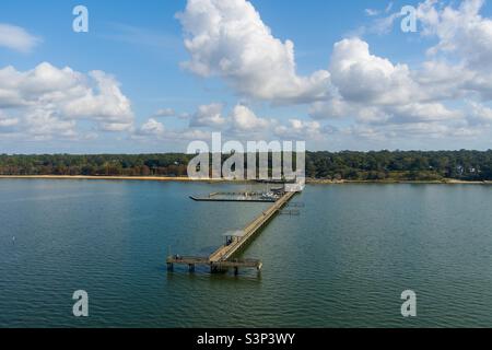 Luftaufnahme des Fairhope Piers Stockfoto
