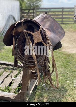 Sattel, Leder Stockfoto