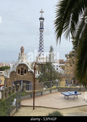 Blick vom Park Güell, Barcelona, Katalonien, Spanien, Europa. März 2022. Stockfoto