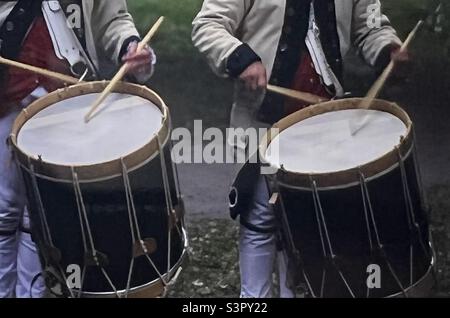 Trommler Revolutionary war Reenactment Boston 4.. Juli Independence Day Feier Stockfoto
