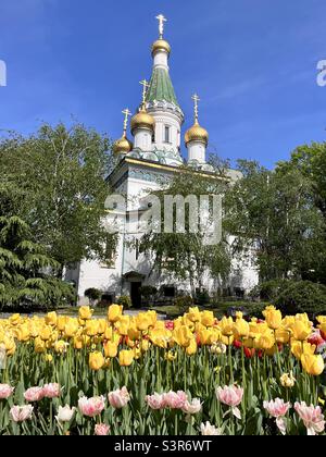 Die russische Kirche des Heiligen Nikolaus des Wundermachers in Sofia Bulgarien, Osteuropa, Balkan Stockfoto