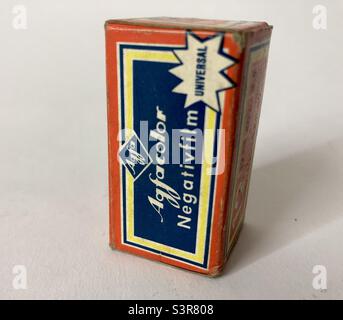 Agfacolor Agfa Vintage 35mm Film aus den 1970er Jahren in seiner Originalbox Stockfoto