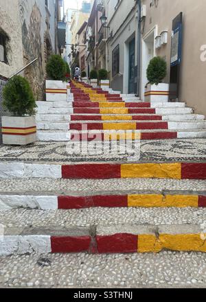 Spanische Treppe in der Altstadt von Calpe Stockfoto