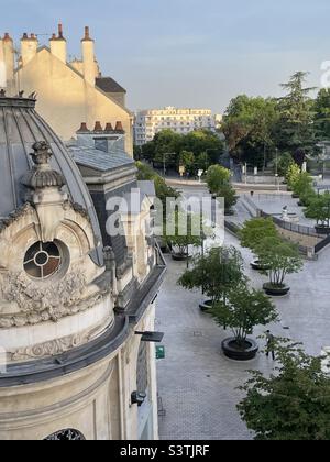 Zentral in Dijon, Frankreich, wunderschönes Licht am frühen Morgen Stockfoto