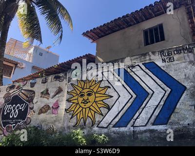 Street Art in Pipa, Brasilien. Stockfoto