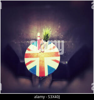 Union Jack Cafe-Tisch Stockfoto