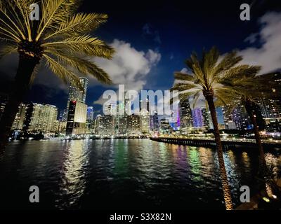 Downtown Miami bei Nacht. Miami, Florida, USA. Stockfoto
