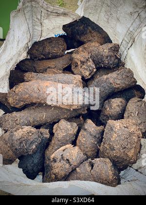 Irish Turf für das Feuer. Stockfoto