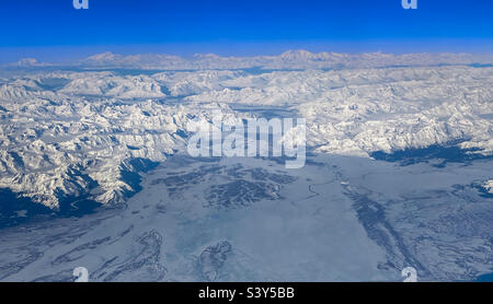 Luftaufnahme der Chugach Mountain Range in Alaska Stockfoto