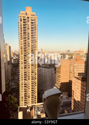 Blick von einem Wolkenkratzer nach Norden in Richtung Central Park auf der Upper West Side, New York City, Stockfoto