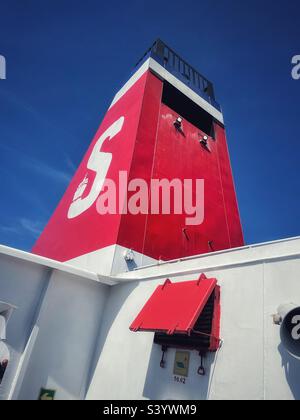 Stena Line Fährtrichter auf der Irischen See, Fishguard nach Rosslare. Stockfoto