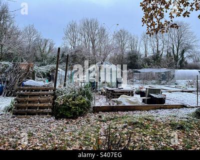 Die Zuteilungen im Winter Stockfoto