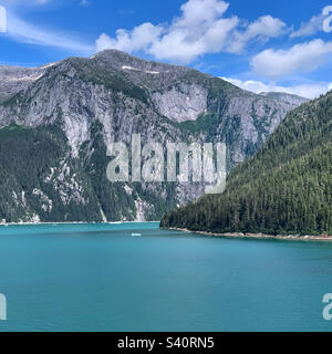 August 2022, Blick von einem Kreuzfahrtschiff, das durch Tracy Arm Fjord, Alaska, USA segelt Stockfoto