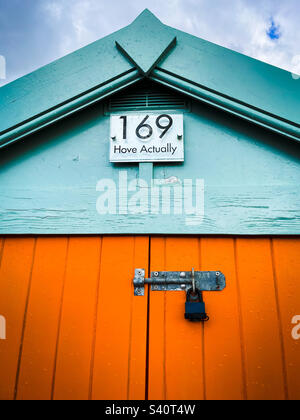Farbenfrohe Strandhütte, Hove Stockfoto