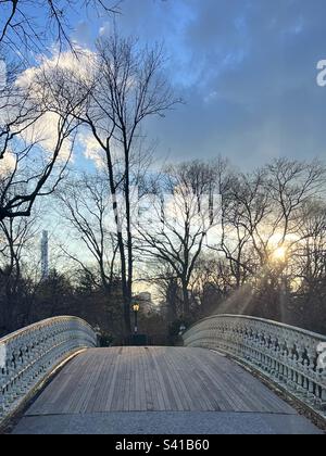 Pine Bank Arch Bridge im Central Park Stockfoto