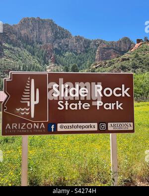 Der Eingang zum Slide Rock State Park in der Nähe von Sodona, Arizona Stockfoto