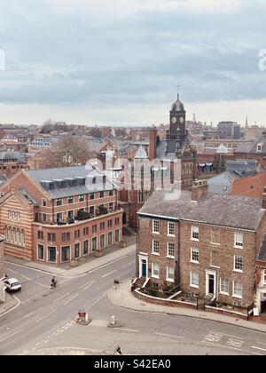 Blick aus dem Vogelperspektiv auf York vom Clifford's Tower Stockfoto