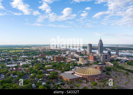 Luftbild der Innenstadt von Mobile, Alabama Stockfoto