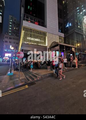 Das pulsierende Lan Kwai Fong Gebiet im zentralen Bezirk von Hongkong. Stockfoto