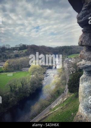 Der Fluss Swale von der Spitze des Richmond Castle Stockfoto