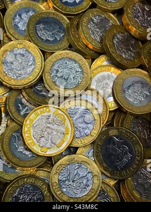 Eine Ladung britische 1-Pfund-Münzen Stockfoto