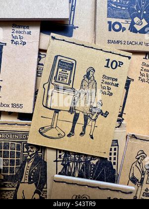 Vintage Stempel Broschüren Editorbild Stockfoto