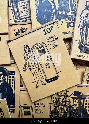Vintage Stempel Broschüren Editorbild Stockfoto